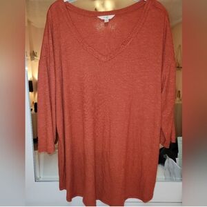Terra & Sky Women's Rust V-Neck Tunic Size 1X